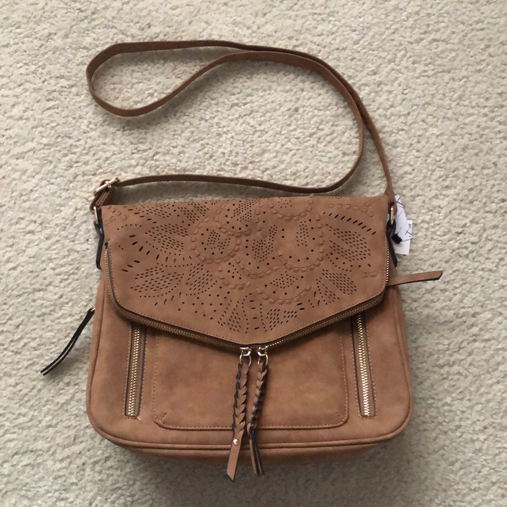 Woven flap crossbody